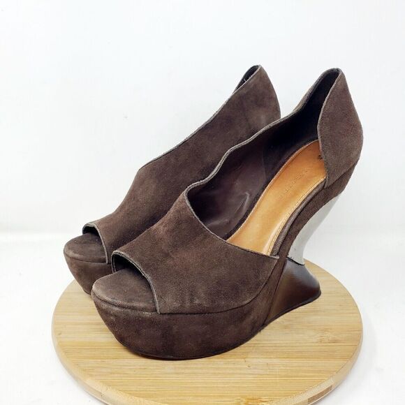 Leifsdottir Wedge Shoes Womens‎ 39 Katerina Brown Suede Platform Cutout - Picture 6 of 13